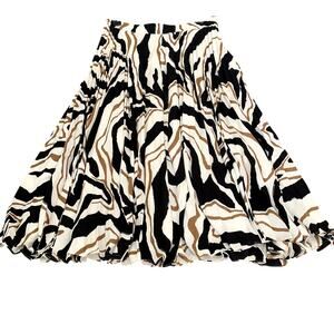 Pleated Abstract Print Midi Length Skirt Size 4